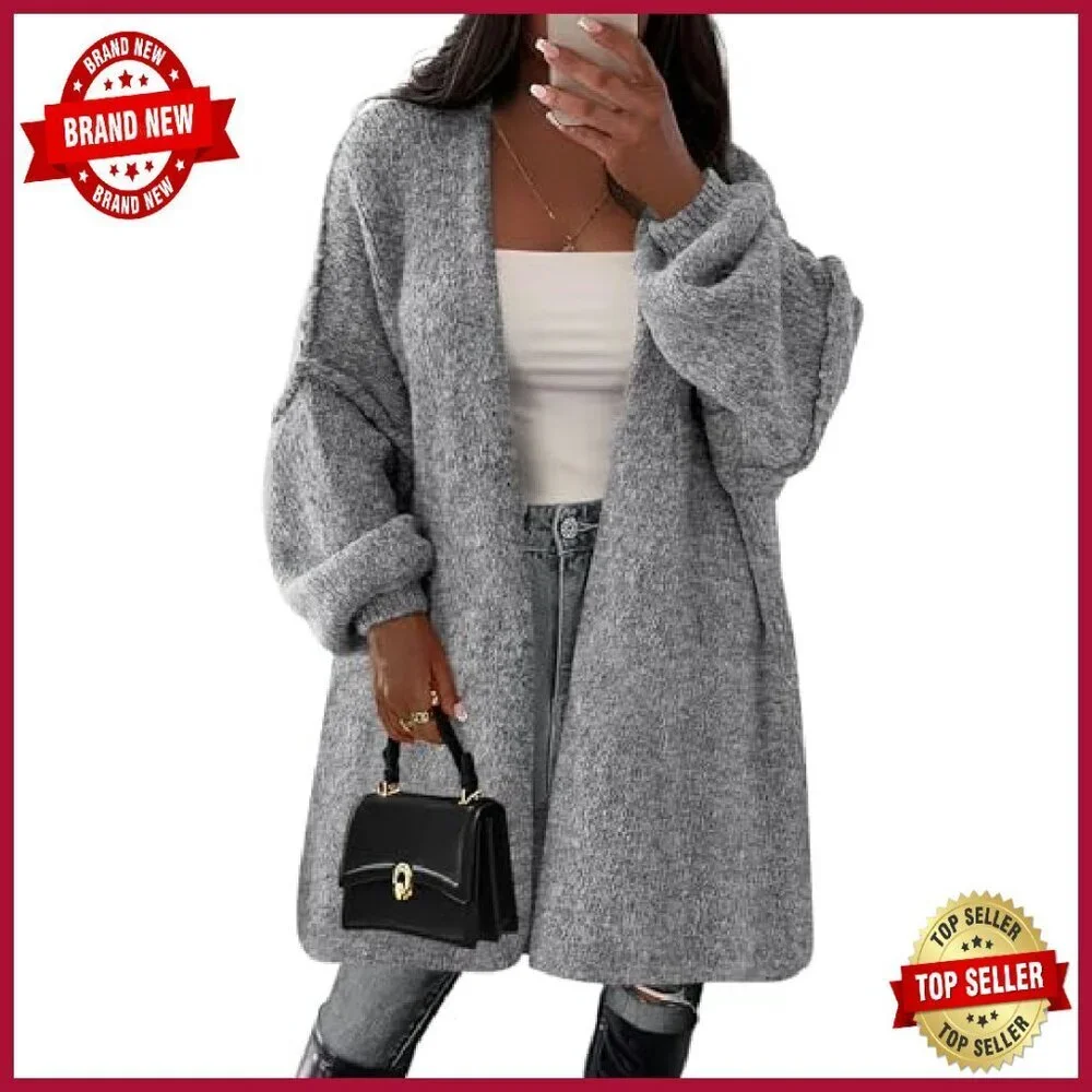 Oversized Long Cardigan Sweater Knit Open Front Winter Jacket_2